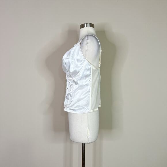 Vintage | 90s Secret Treasure White Satin Lace Mesh Back Corset Top Lingerie - Picture 8 of 10